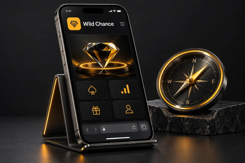 iPhone mit WildChance und Browsersymbol